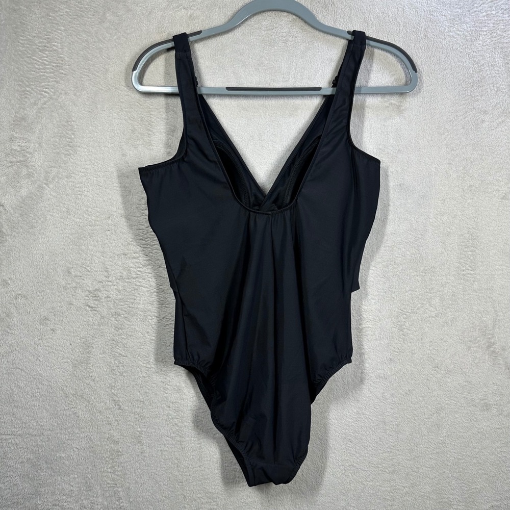 Miraclesuit One Piece Swimsuit Women 14 Black Twist Front Tummy Control 60083 - Picture 2 of 8